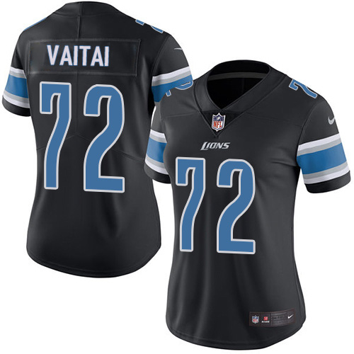 Detroit Lions #72 Halapoulivaati Vaitai Black Women's Stitched Limited Rush Jersey Womens