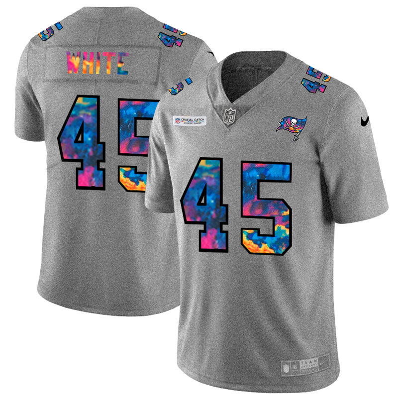 Tampa Bay Buccaneers #45 Devin White Men's Multi-Color 2020 Crucial Catch Jersey Greyheather