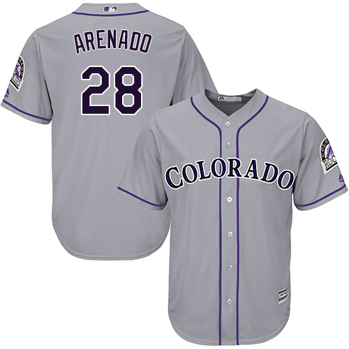 Colorado Rockies #28 Nolan Arenado Grey New Cool Base Stitched Jersey Men's