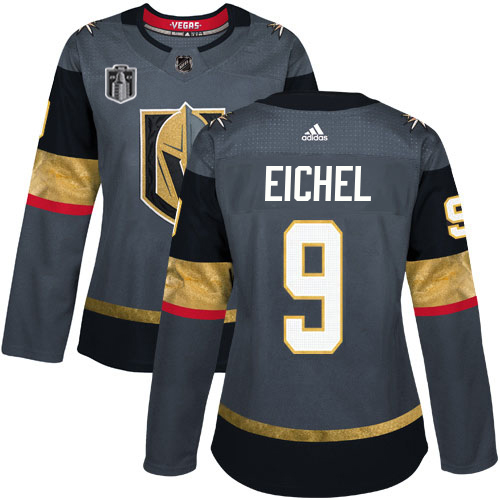 Adidas Golden Knights #9 Jack Eichel Grey 2023 Stanley Cup Final Patch Home Authentic Women's Stitched Jersey