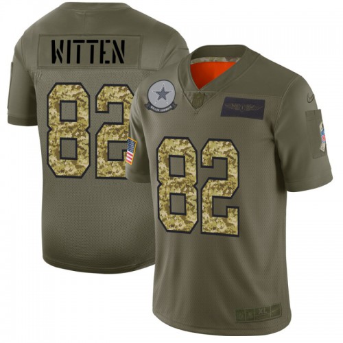 Dallas Dallas Cowboys #82 Jason Witten Men's 2019 Olive Camo Salute To Service Limited Jersey Men's