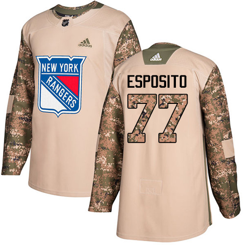 Adidas New York Rangers #77 Phil Esposito Camo Authentic 2017 Veterans Day Stitched Jersey Men's