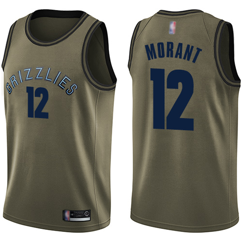 Memphis Grizzlies #12 Ja Morant Green Youth Swingman Salute to Service Jersey Youth