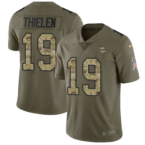 Vikings #19 Adam Thielen Olive/Camo Men's Stitched Limited 2017 Salute To Service Jersey