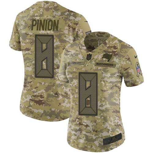 Tampa Bay Buccaneers #8 Bradley Pinion Camo Women's Stitched Limited 2018 Salute To Service Jersey Womens