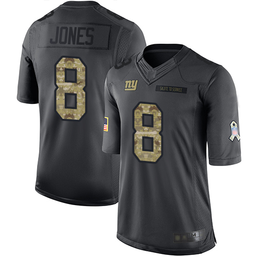 Giants #8 Daniel Jones Black Youth Stitched Limited 2016 Salute To Service Jersey