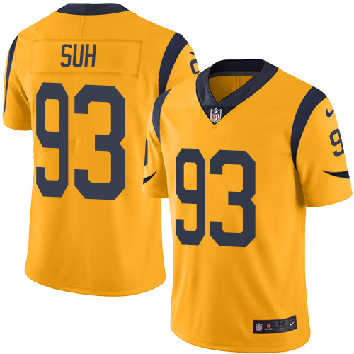 Los Angeles Rams #93 Ndamukong Suh Gold Youth Stitched Limited Rush Jersey Youth
