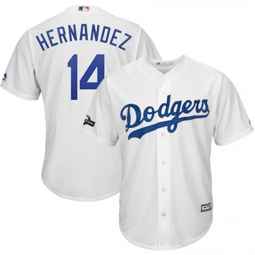 Los Angeles Los Angeles Dodgers #14 Enrique Hernandez Majestic 2019 Postseason Home Official Cool Base Player Jersey White Men's