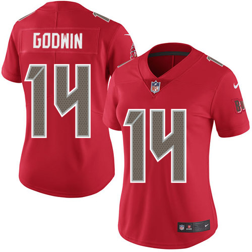 Buccaneers #14 Chris Godwin Red Women's Stitched Limited Rush Jersey