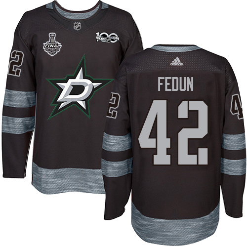 Adidas Dallas Stars #42 Taylor Fedun Black 1917-2017 100th Anniversary 2020 Stanley Cup Final Stitched Jersey Men's