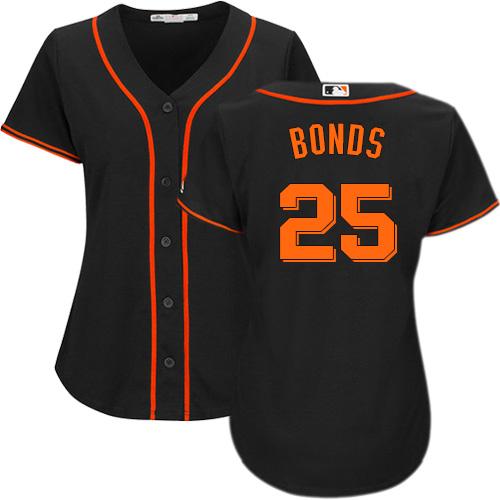 San Francisco Giants #25 Barry Bonds Black Alternate Women's Stitched Jersey Womens