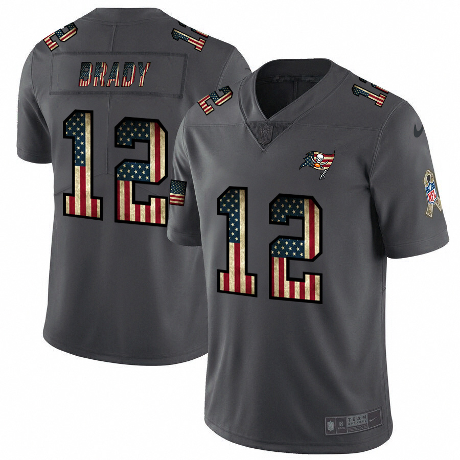 Buccaneers #12 Tom Brady 2018 Salute To Service Retro USA Flag Limited Jersey