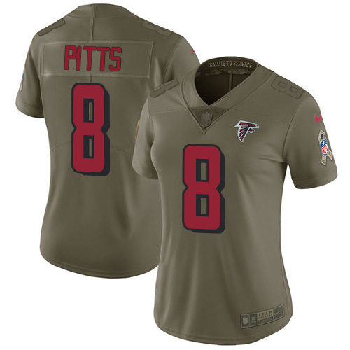 Falcons #8 Kyle Pitts Olive Women's Stitched Limited 2017 Salute To Service Jersey