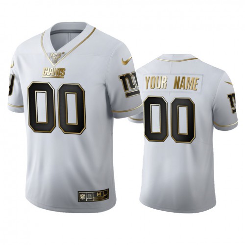 New York Giants Custom Men's White Golden Edition Vapor Limited 100 Jersey