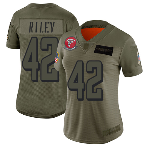 Atlanta Falcons #42 Duke Riley Camo Women's Stitched Limited 2019 Salute to Service Jersey Womens