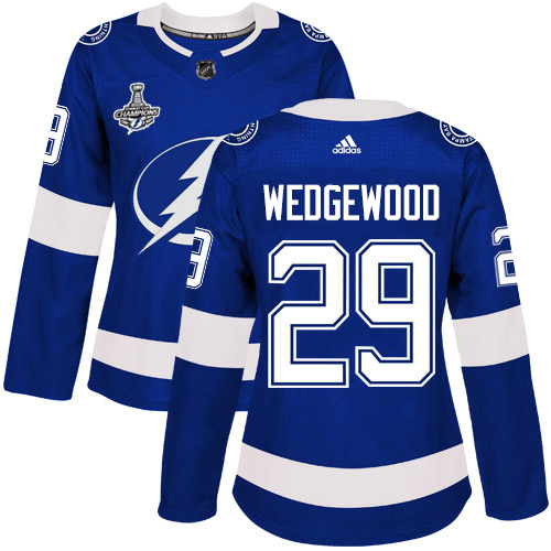 Adidas Tampa Bay Lightning #29 Scott Wedgewood Blue Home Authentic Women's 2020 Stanley Cup Champions Stitched Jersey Womens