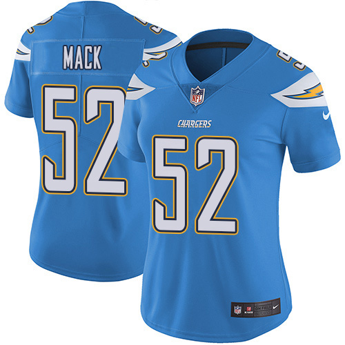 Chargers #52 Khalil Mack Electric Blue Alternate Women's Stitched Vapor Untouchable Limited Jersey