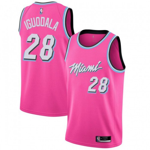 Miami Heat #28 Andre Iguodala Pink Swingman Earned Edition Jersey Mens