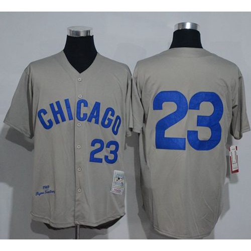 Mitchell And Ness 1969 Chicago Cubs #23 Ryne Sandberg Grey Throwback Stitched Jersey Men's