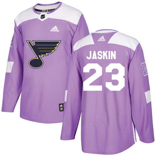 Adidas St. Louis Blues #23 Dmitrij Jaskin Purple Authentic Fights Cancer Stitched Jersey Men's
