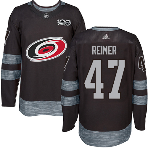 Adidas Carolina Hurricanes #47 James Reimer Black 1917-2017 100th Anniversary Stitched Jersey Men's