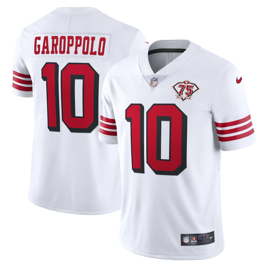 49ers #10 Jimmy Garoppolo White Rush Youth 75th Anniversary Stitched Vapor Untouchable Limited Jersey