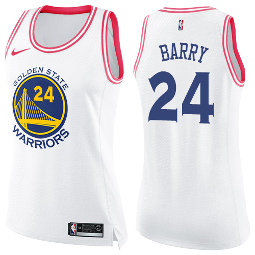 Golden State Warriors #24 Rick Barry White/Pink Womens Swingman Fashion Jersey Womens