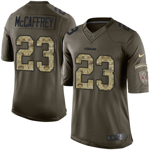 49ers #23 Christian McCaffrey Green Men's Stitched Limited 2015 Salute To Service Jersey