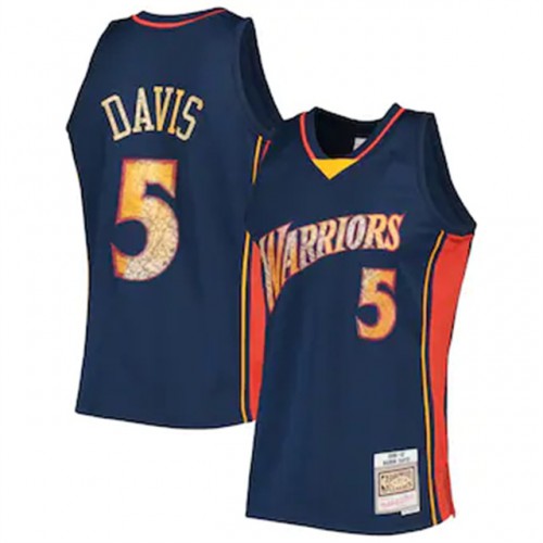 Golden State Warriors #5 Baron Davis Mitchell & Ness 1996-97 Hardwood Classics 75th Anniversary Diamond Swingman Jersey - Royal Mens