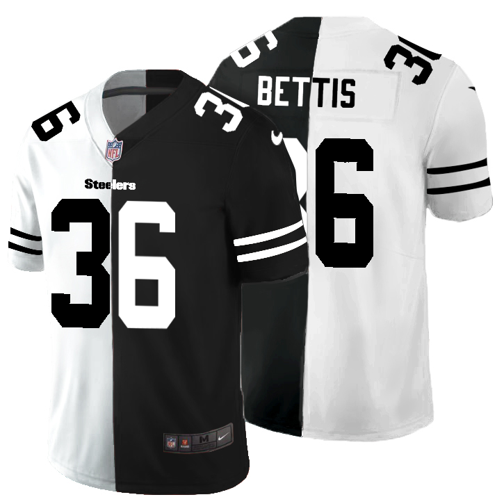 Pittsburgh Steelers #36 Jerome Bettis Men's Black V White Peace Split Vapor Untouchable Limited Jersey