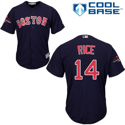 Boston Red Sox #14 Jim Rice Navy Blue Cool Base 2018 World Series Champions Stitched Youth Jersey Youth