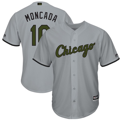 Chicago White Sox #10 Yoan Moncada Grey New Cool Base 2018 Memorial Day Stitched Jersey Men's