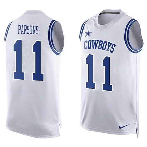 Cowboys #11 Micah Parsons White Team Color Men's Stitched Limited Tank Top Jersey