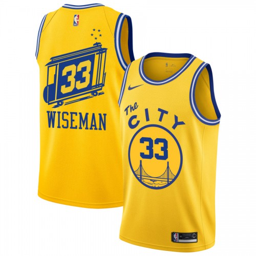 Golden State Warriors #33 James Wiseman Gold Swingman Hardwood The City Classic Edition Jersey Mens