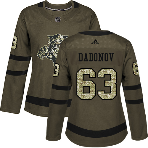 Adidas Florida Panthers #63 Evgenii Dadonov Green Salute to Service Women's Stitched Jersey Womens