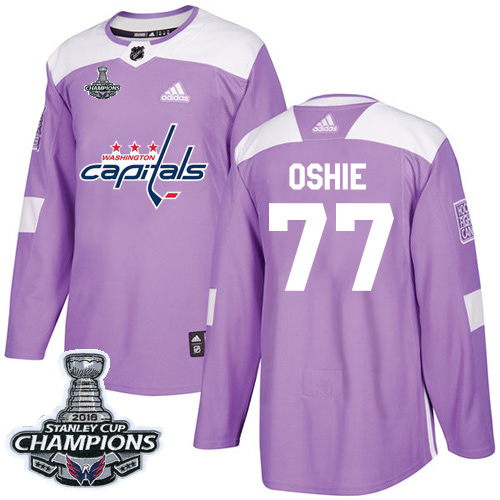 Adidas Washington Capitals #77 T.J. Oshie Purple Authentic Fights Cancer Stanley Cup Final Champions Stitched Jersey Men's