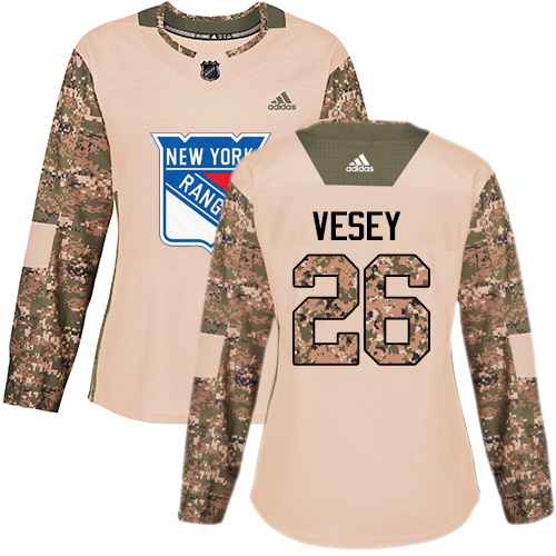 Adidas New York Rangers #26 Jimmy Vesey Camo Authentic 2017 Veterans Day Women's Stitched Jersey Womens