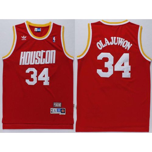 Houston Rockets #34 Hakeem Olajuwon Red Throwback Stitched Jersey Mens