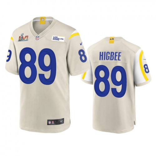Los Angeles Los Angeles Rams #89 Tyler Higbee Men's Super Bowl LVI Patch Game Jersey - Bone Men's
