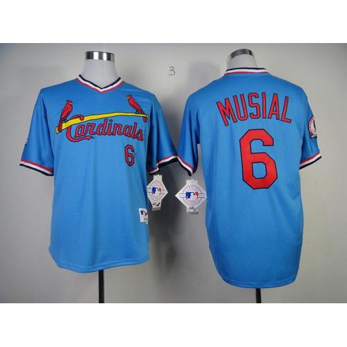 St.Louis Cardinals #6 Stan Musial Blue 1982 Turn Back The Clock Stitched Jersey Men's