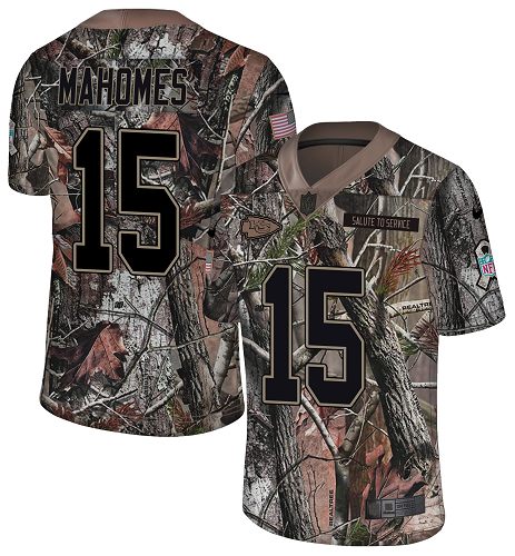 Chiefs #15 Patrick Mahomes Camo Men's Stitched Limited Rush Realtree Jersey