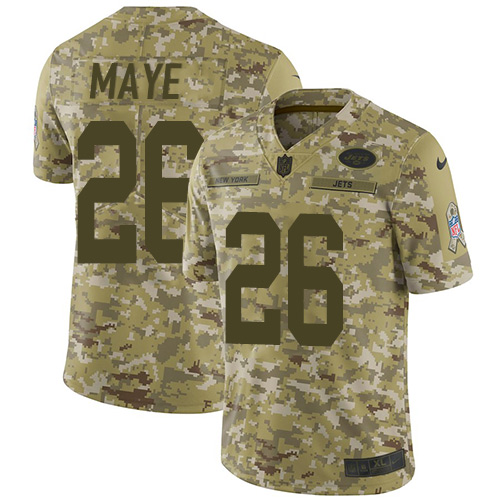 New York Jets #26 Marcus Maye Camo Youth Stitched Limited 2018 Salute to Service Jersey Youth
