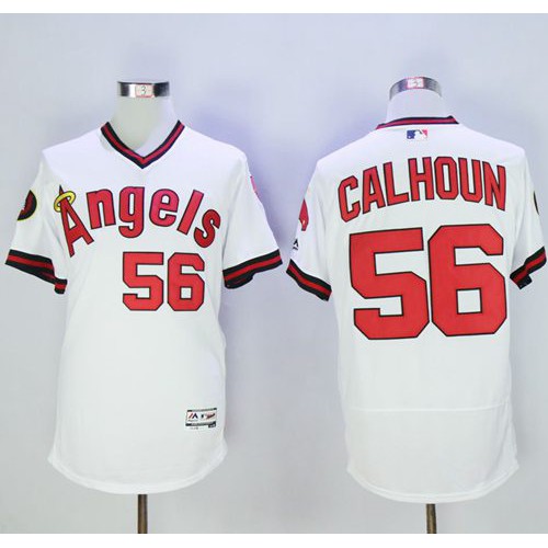 Los Angeles Angels of Anaheim #56 Kole Calhoun White Flexbase Authentic Collection Cooperstown Stitched Jersey Men's