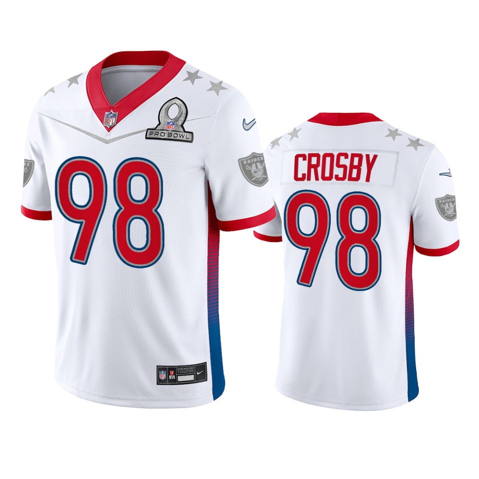 Raiders #98 Maxx Crosby Men's 2022 AFC Pro Bowl Game Jersey White