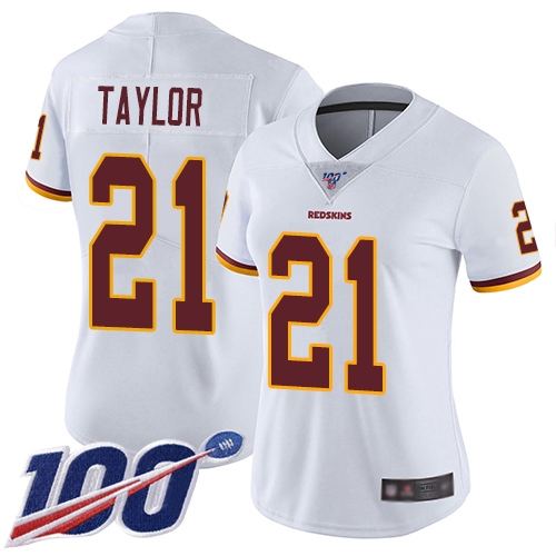 Commanders #21 Sean Taylor White Women's Stitched 100th Season Vapor Limited Jersey