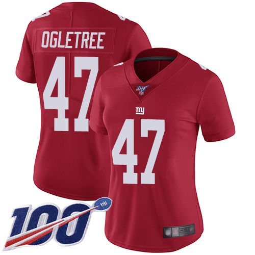New York Giants #47 Alec Ogletree Red Alternate Women's Stitched 100th Season Vapor Limited Jersey Womens