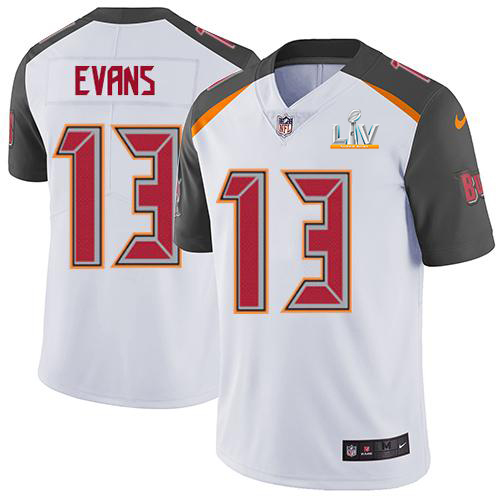 Buccaneers #13 Mike Evans White Men's Super Bowl LV Bound Stitched Vapor Untouchable Limited Jersey