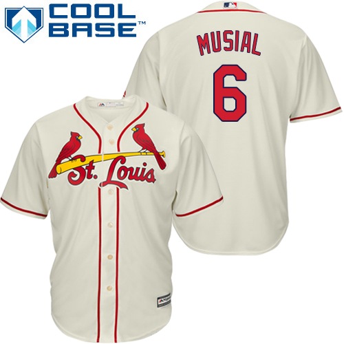 St.Louis Cardinals #6 Stan Musial Cream Cool Base Stitched Youth Jersey Youth