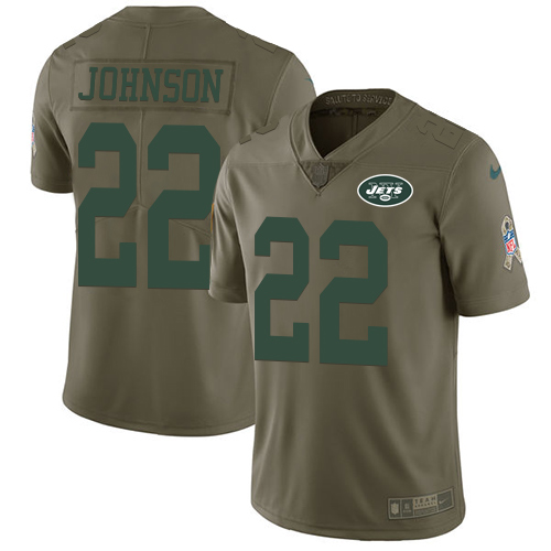 New York Jets #22 Trumaine Johnson Olive Youth Stitched Limited 2017 Salute to Service Jersey Youth