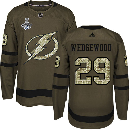 Adidas Tampa Bay Lightning #29 Scott Wedgewood Green Salute to Service 2020 Stanley Cup Champions Stitched Jersey Men's